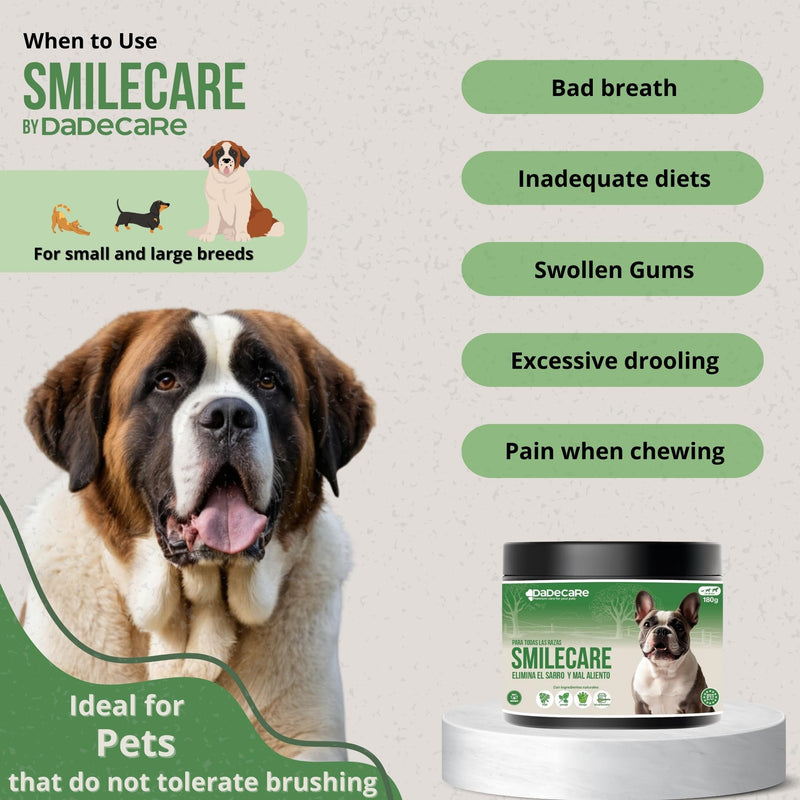 Smilecare Bad Breath Powder, Algae Kelp, Natural Toothpaste Alternative for Dogs and Cats, Improves Breathing, Reduces Tartar, Preventive Against Dental Problems