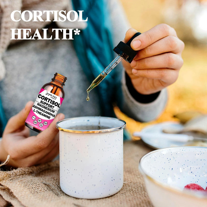 Cortisol Supplements for Women & Men, Reducer Manager Support Liquid Drops | 17-in-1 Cortisol Detox Support w. Ashwagandha, Magnesium & L-Theanine for Calm, Stress, Mood, Sleep & Focus, Vegan Non-GMO Raspberry 4 Fl/Oz (Pack of 2)