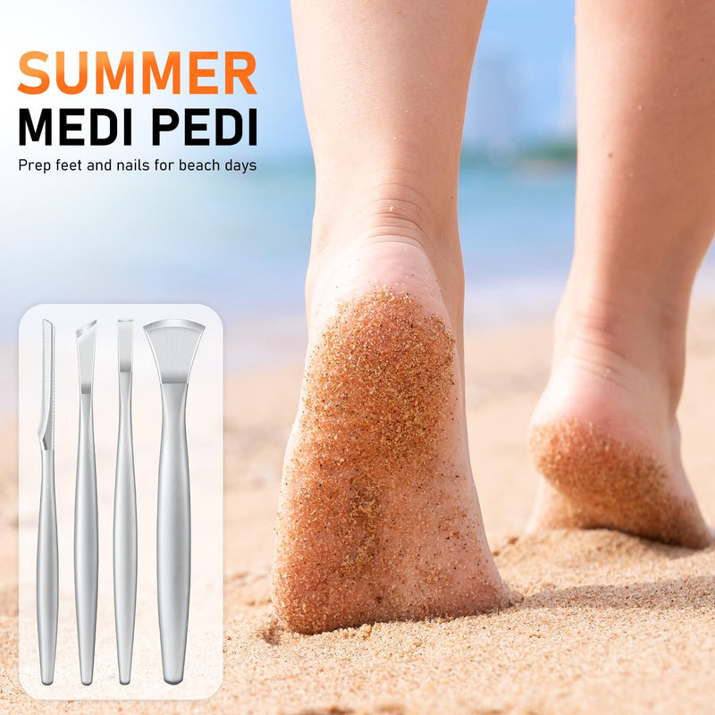 Professional Pedicure Tools for Feet, 4PCS Pedicure Knife Sets, Ingrown Toenail Removal Kit, Stainless Steel Corn Removers, Foot Scraper, Callus Shaver, Calloused Feet Remover Tool