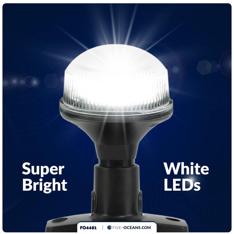 Five Oceans Stern Light - 4 Inch Fixed Mount, 12V DC, USCG 2NM Certified, Navigation Light for Pontoon, Fishing, Bass and Sport Boats - FO4481 Standard Base