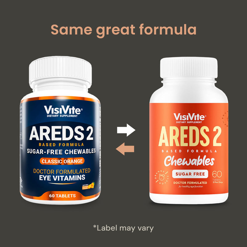 VisiVite AREDS 2 Sugar Free Eye Vitamins, 60 Chewable Tablets | Doctor Formulated Lutein and Zeaxanthin Supplements for Adults with Vitamin C, E, Zinc, Copper, Made in USA