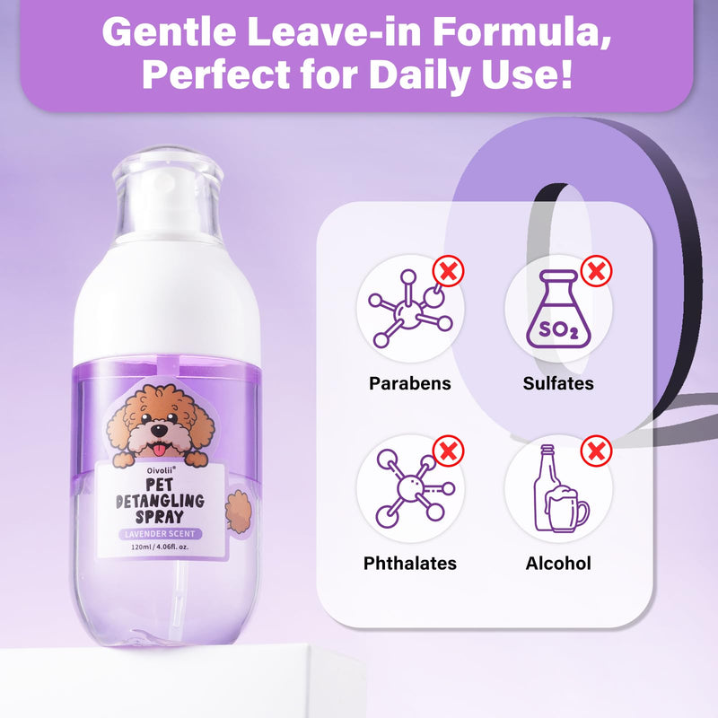 Dog Detangler Spray Dematting, Natural Dog Leave in Conditioner Spray for Grooming and Dog Mat Removal,Perfect for Doodles & All Coat Types,Lavender Scent - PawsPlanet Australia