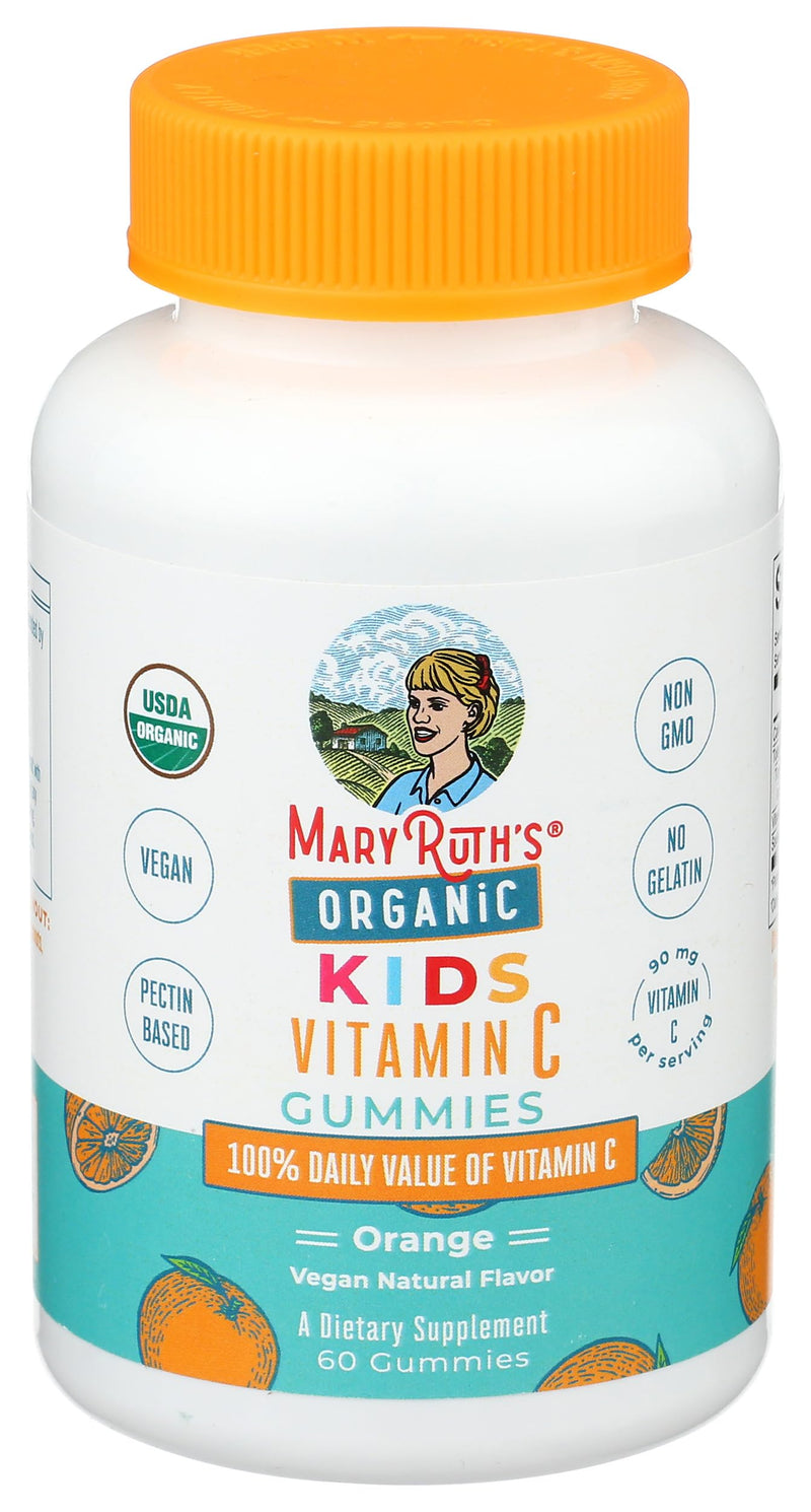 MARYRUTH'S Kids Vitamin C Gummies, 60 Servings, Immune Support Supplement | USDA Organic, Vegan, Non-GMO, Gluten Free