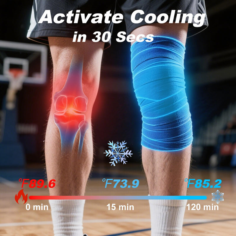 Ice Tape, Ice Cooling Athletic Tape for Sports, Self Stick Ice Bandage Wrap Tape for Knee, Ankle, Wrist, Sports Injuries, Pain & Swelling Relief, No Refrigeration Needed (Blue) Blue - BeesActive Australia