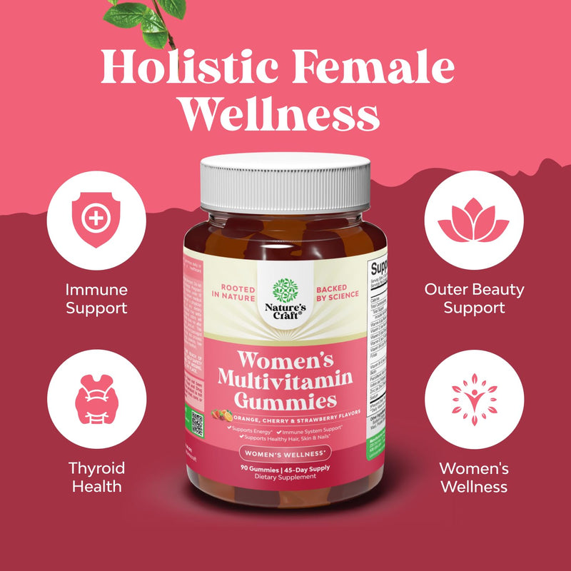 Delicious Daily Multivitamin for Women Gummies - Women's Multivitamin Gummies for Adults Energy and Immunity - Gummy Vitamins for Women's Health and Wellness - Non-GMO Gluten Free and Halal 90 Count