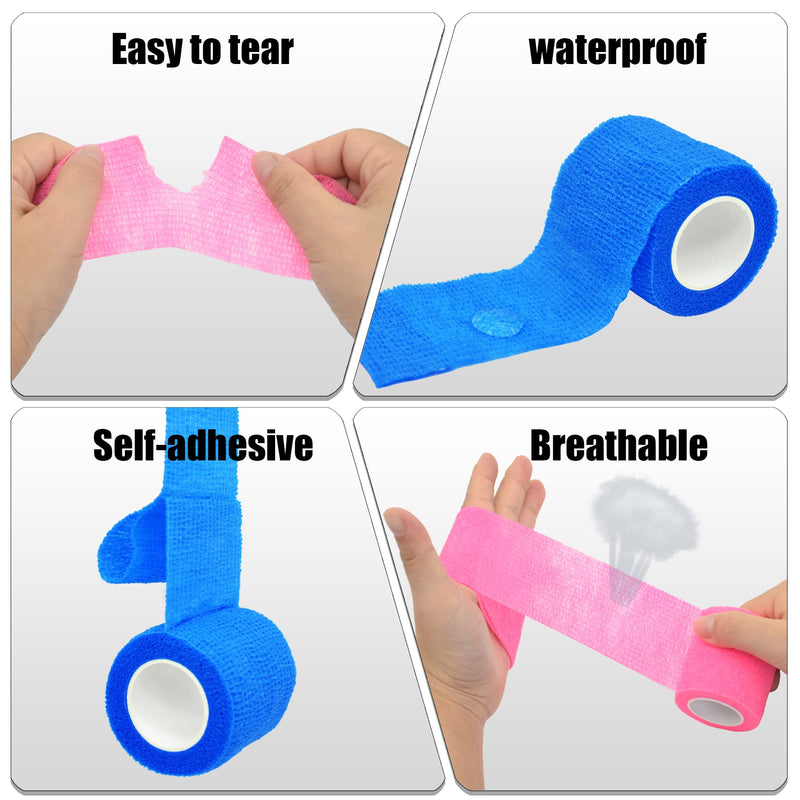 6 Pack 2 Inches Self Adhesive Bandage Wrap Breathable Cohesive Bandage Elastic Tape for Pets, Athletic, Sports, Wrist, Knee, Ankle(5 Yards Per Roll, Mixed Colors) 2 Inch - BeesActive Australia