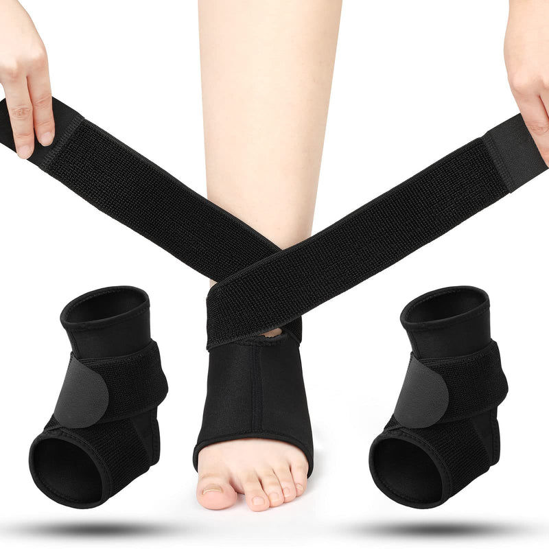 Honoson 2 Pcs Ankle Brace Kids Ankle Support for Sport Sprained Neoprene Breathable Compression Sleeve with Adjustable Wrap for Youth Child Boy Girl Plantar Fasciitis Achilles Tendonitis(Black,S) Black S - BeesActive Australia