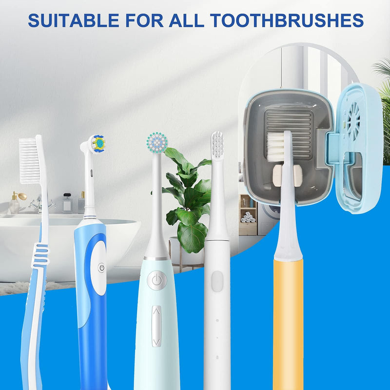 Mini Travel Toothbrush Cover with Air Drying Device, Toothbrush Travel Case with Cleaning Light, Rechargeable Portable Toothbrush Container Toothbrush Holder -Blue - BeesActive Australia