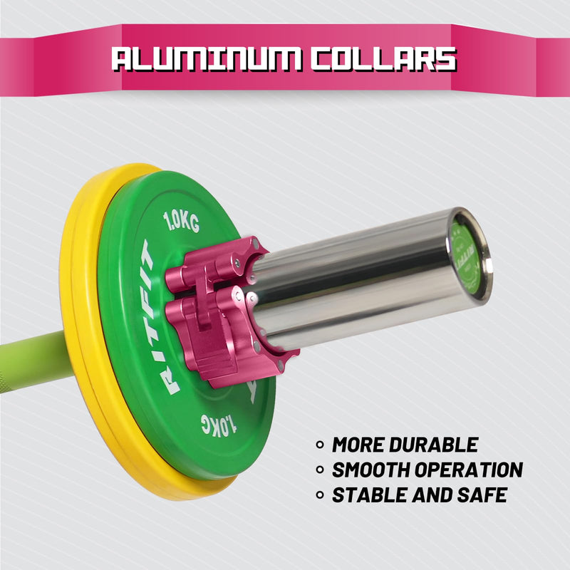 RitFit 2-Inch Magnetic Barbell Collars Locking Clamps - Heavy Duty Aluminum Alloy, Quick Release with Non-Slip TPR Pads for Olympic Weightlifting Powerlifting Training (Pair) Pink