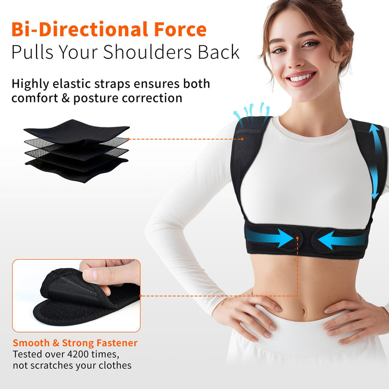 Posture Corrector for Women, Adjustable Back Straightener with Enhanced Support, Invisible Under Clothes, Breathable Upper Back Brace for Neck, Back Pain Relief, Correct Hunchback, Slouching, L/XL L/XL (Underbust: 35.5-45'')