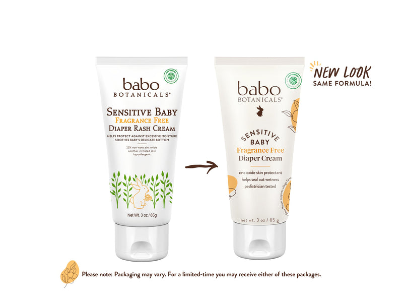 Babo Botanicals Sensitive Baby Fragrance-Free Diaper Cream - 25% Natural Zinc Oxide - Calendula, Shea & Cocoa Butter - EWG Verified - Vegan 3 Ounce (Pack of 1)