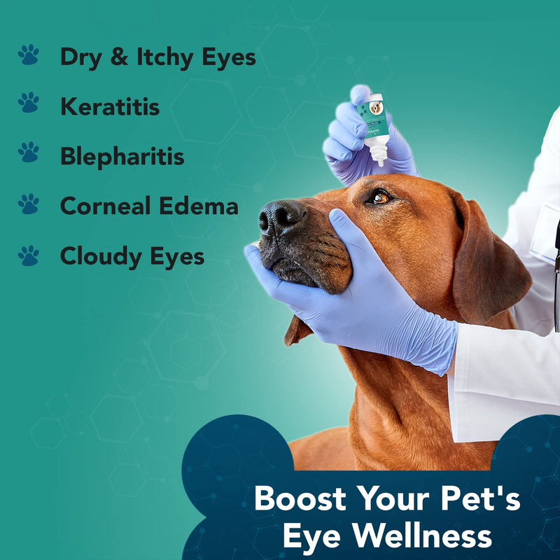 NOVEHA HydraPet™ Pink Eye Drops for Dogs & Cats | Lubricating Artificial Tears with 2% Sodium Chloride, Relieves Corneal Edema & Pets Dry Eye Syndrome, Irritated Animal Eyes - 10mL (Pack of 2) - PawsPlanet Australia