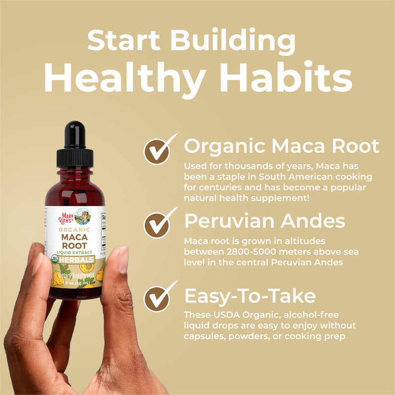 MARYRUTH'S USDA Organic Maca Root Liquid Drops, 1 Fl Oz | Vegan, Non-GMO, Gluten Free, Alcohol Free