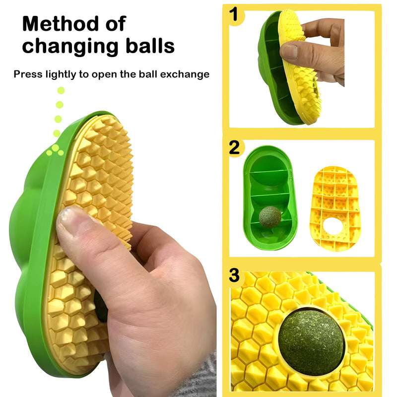 2024 New Cat Wall Scratcher with Catnip Funny Magic Cat Self Groomer Brush Kitten Shedding Massager (Yellow) Yellow - BeesActive Australia