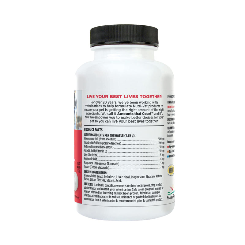 Nutri-Vet Hip & Joint Chewable Dog Supplements | Formulated with Glucosamine & Chondroitin for Dogs | 75 Count - BeesActive Australia