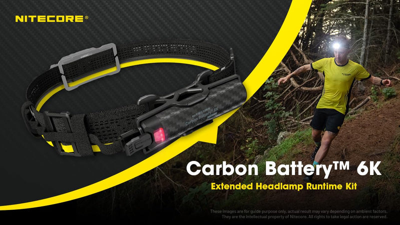Nitecore Carbon Battery 6K Kit Headlamp Runtime Extender for NU40, NU43, NU45, NU50, and HC65 UHE Headlamps - BeesActive Australia