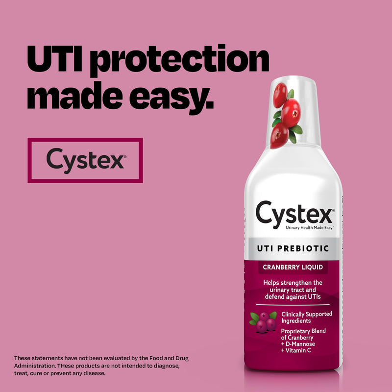 Cystex Urinary Tract Infection Support & Prevention - Cranberry Prebiotic Supplement with D-Mannose & Vitamin C for UTI Protection & Urinary Health Maintenance - 7.6 fl oz (Pack of 2) 7.6 Fl Oz (Pack of 2)
