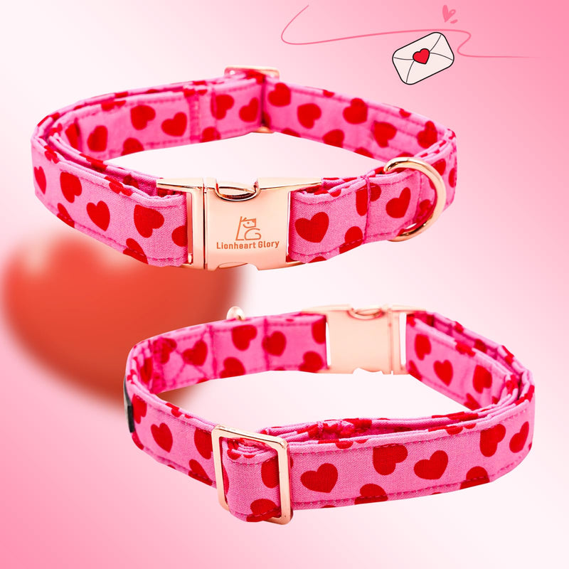 Lionheart glory Valentine's Day Collar, Red Hearts Dog Collars for Medium Cute Dog Collars Spring Female Pet Gift Adjustable Heavy-Duty Dog Collar Holiday Medium (Pack of 1） - BeesActive Australia
