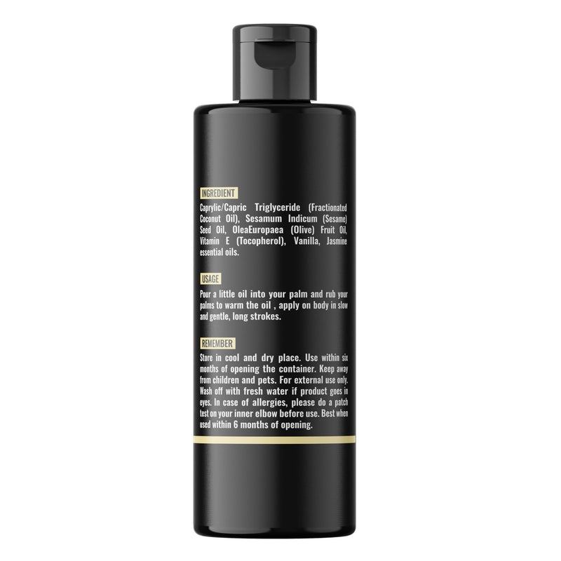 Organic - Sensual Delights -Vanilla Massage Oil - No Stain & Non-Sticky | with Fractionated Coconut Oil, Natural Vanilla & Jasmine | Nourish & Moisturise Skin for Date Night ADDICTION - VANILLA 3.38 Fl Oz (Pack of 1) - BeesActive Australia