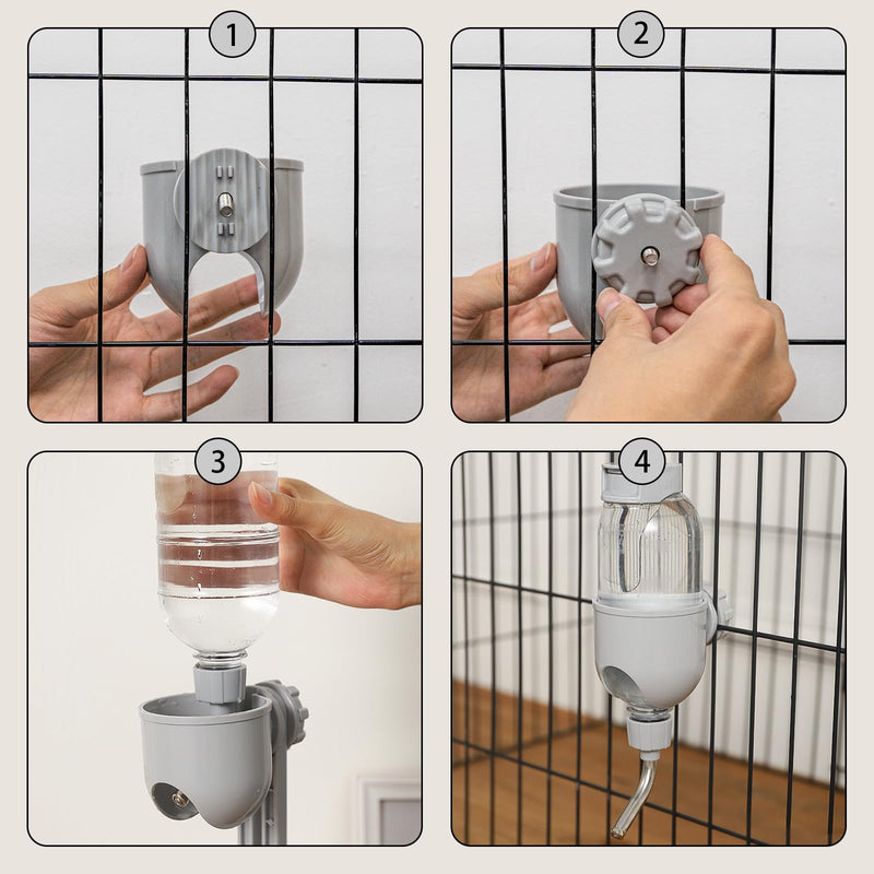 Pet Water Bottle for Cage Crate 17oz Water Dispenser for Small Animal Rabbit Guinea Pig Chinchilla Ferret Squirrel Hedgehog (Gray) Gray - BeesActive Australia