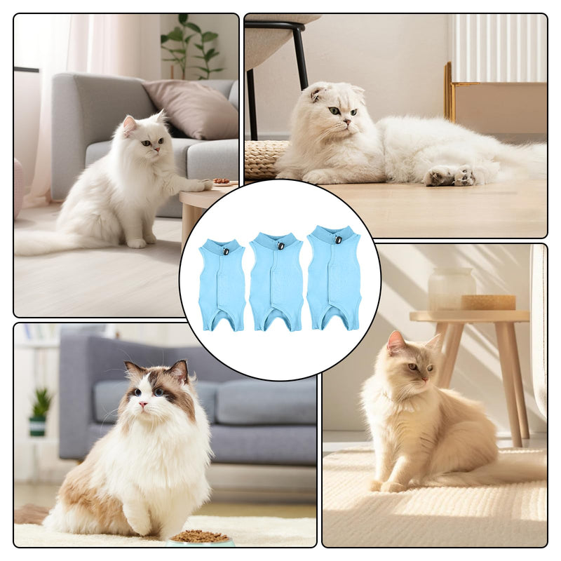 Amexo Cat Bodysuit Post-Op One-Piece for Cat Recovery Professional Recovery Suit for Cats and Dogs E-Collar Alternative Recovery Suit for Pets (Blue, M) Blue - BeesActive Australia