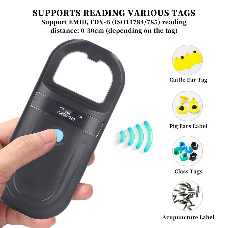 Animal Chip Reader, 134.2KHz Pet Microchip Scan, ISO11784 85 FDX B and EMID Pet ID Reader, Rechargeable Pet Microchip ID Scanner for Dogs - BeesActive Australia