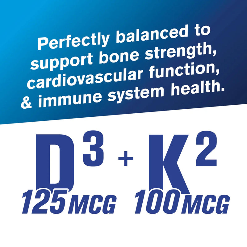 GAT SPORT Vitamin D3 K2, 5000 IU (125 mcg) Vitamin D, 60 Day Supply, Dietary Supplement for Bone, Teeth, Muscle and Immune Health Support, 60 Veggie Caps | Vitamin D3 & Vitamin K2 for Strong Bones & Teeth, Heart Health & Immune Health*