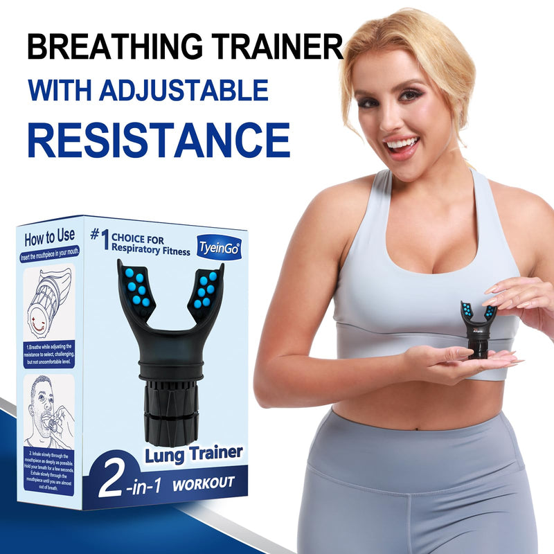 Lung Trainer | Breathing Trainer for Lung Strength | Adjustable Resistance Lung Exerciser for Respiratory Muscle Training | Boost Endurance Performance and Respiratory Fitness (Black) AIR-EZE Black - BeesActive Australia