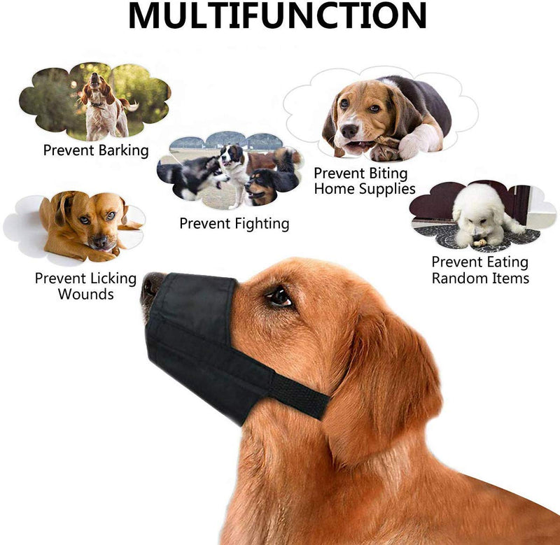 Amacoam Dog Muzzle Nylon Pack of 7 Adjustable Breathable Safety Muzzle Dog for Small Dogs Medium Dogs Large Dogs Anti-Bite Anti-Barking Anti-Chewing Safety Protection, Black - BeesActive Australia