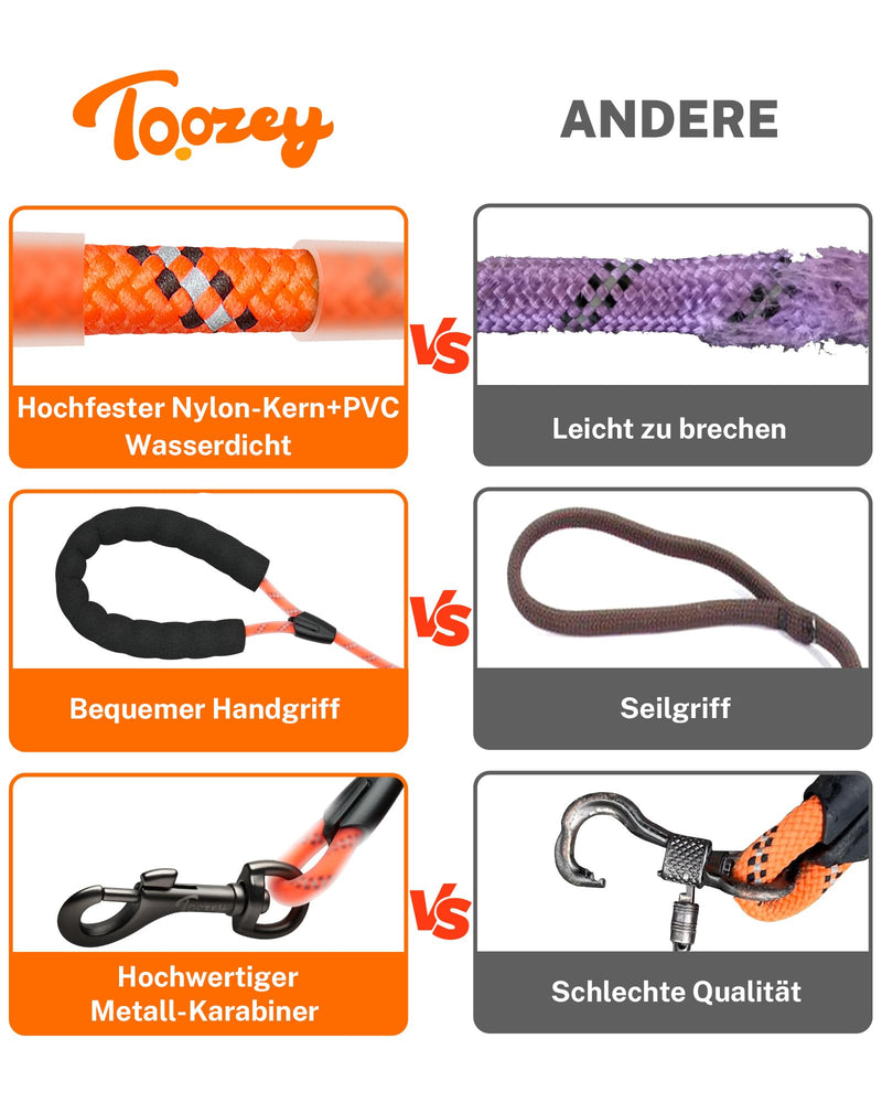 Toozey Tow Leash for Dogs, Waterproof Tow Leash 5M 10M 15M 20M Suitable for Small, Medium, Large Dogs Dog Training, Robust Dog Leash with Soft Padded Handle, Orange -10m - BeesActive Australia