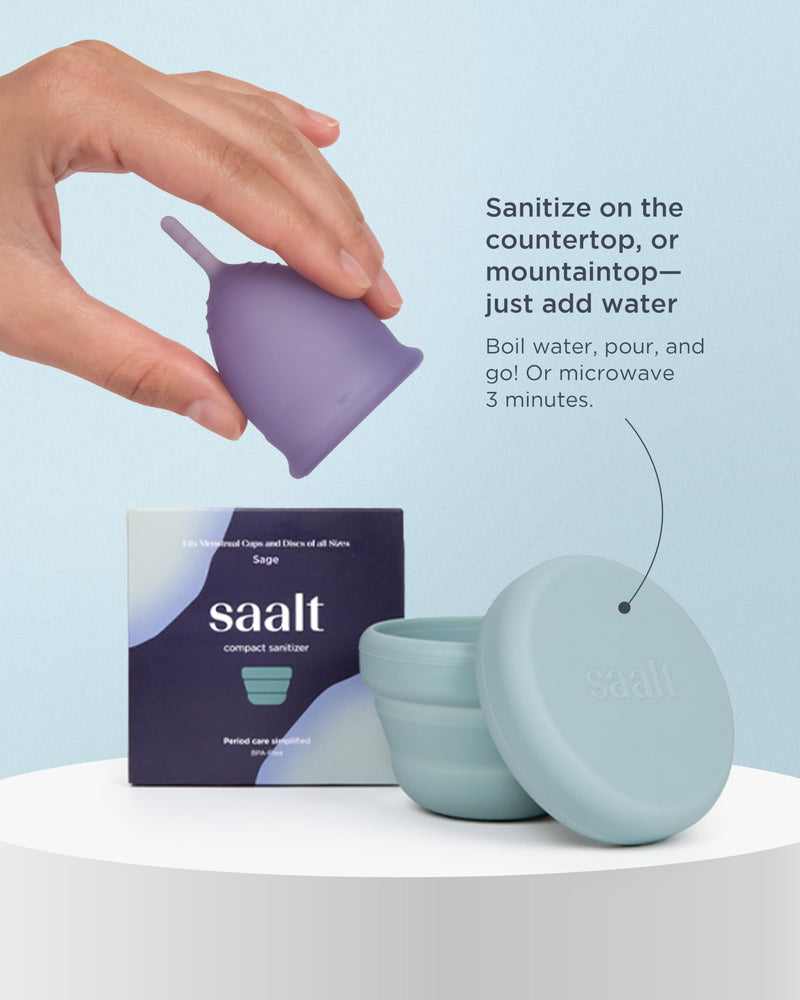 Saalt Travel Menstrual Kit - Easy Cleaning for Public Restroom, School, or Travel for Menstrual Cup or Menstrual Disc - Reusable Travel Bag, 4oz Wash, Squeeze Bottle, Compact Sanitizer - BeesActive Australia