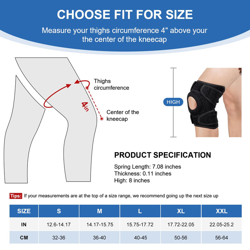 Plus Size Knee Brace for Women - Knee Pad for Working Out Running, Non-Slip, Dual Sides Stabilizers, Patella Gel Pads, Provide Support & Compression to Arthritic, Painful Knee, Meniscus Tear, ACL (Black, XL) Black X-Large - BeesActive Australia