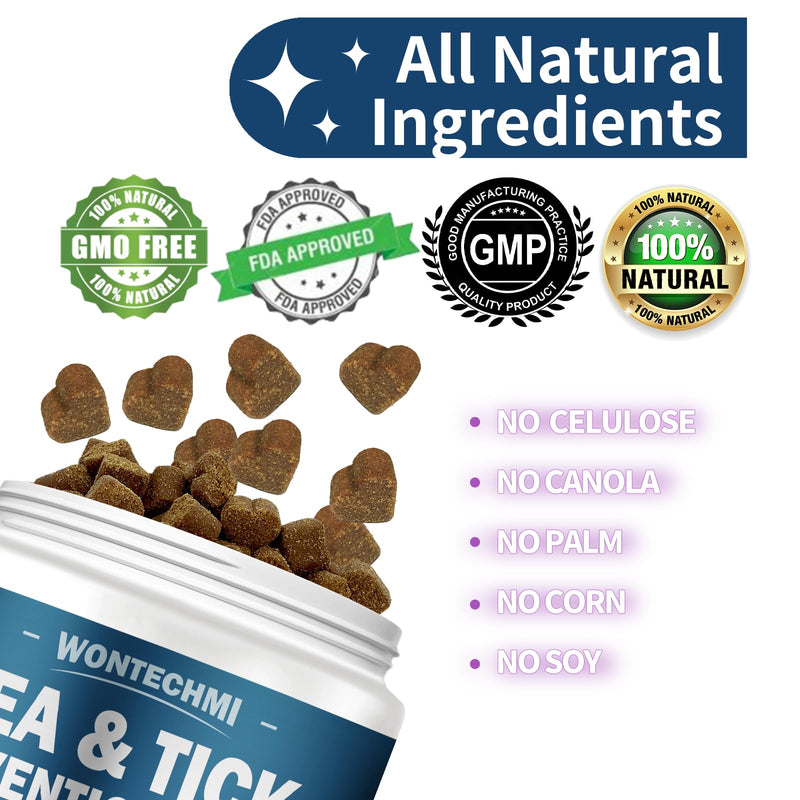 Flea and Tick Prevention for Dogs Chewables, 180 Chews Natural Chews Supplement for Dogs, Oral Dog Flea and Tick Treatment for All Breeds and Ages (180 Chews, Chicken)