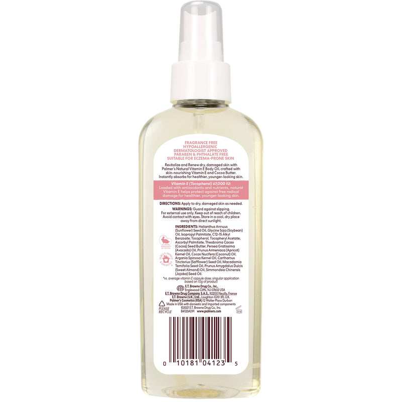 Palmer's Vitamin E Body Oil, Multi-Purpose Skin Care (5.1 Ounce) | Protects & Renews Dry, Damaged Skin with Highly Concentrated Vitamin E For Healthier, Younger-Looking Skin, 48hr Moisture 5.1 Fl Oz (Pack of 1)