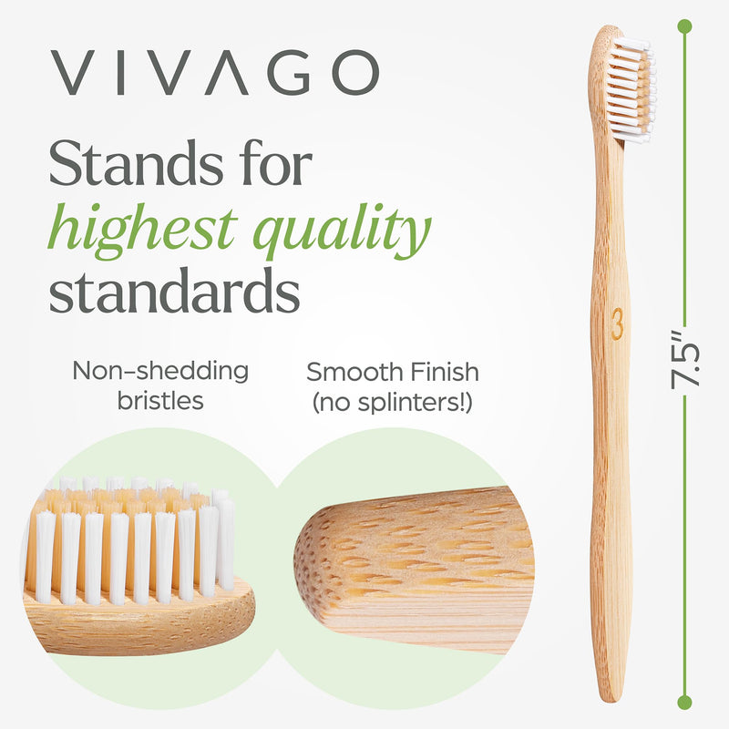 Bamboo Toothbrushes 10 Pack - BPA Free Soft Bristles Toothbrushes, Eco-Friendly, Natural Wooden Toothbrush 10 Count (Pack of 1)