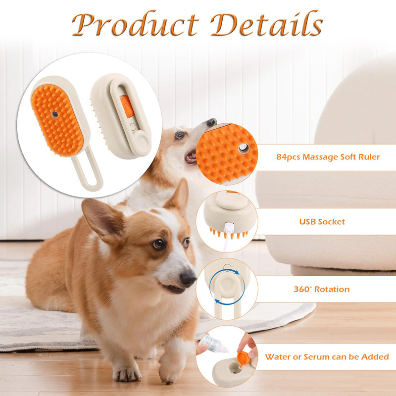 TNOMSNO Cat Brush with Steam, 3-in-1 Cat Brush, Picks Up Hair, Massages and Cleans, with Spray Cat Brush, Steam Brush Cat Suitable for Cats, Dogs, Rabbits and Other Pets - BeesActive Australia