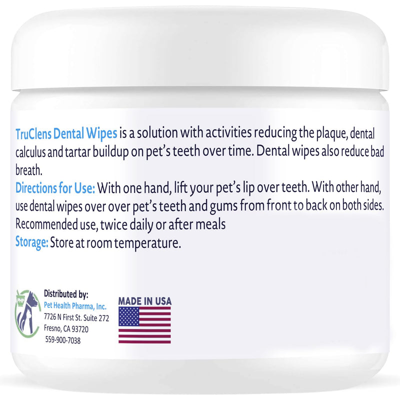 Pet Health Pharma TRUCLENS | Dental Wipes for Dogs and Cats 100ct Wipes (2 Pack)