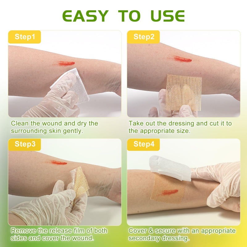 Manuka Honey Gauze Dressing 4"x4"(Pack of 10), Manuka Honey Wound Care Bandage for Cuts, Scalds and Burns, Wound Dressing Products 4"x4" pack of 10