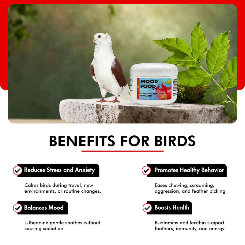 Morning Bird Mood Food 2 oz – Natural Calming Supplement for Birds – Non-Sedating Formula – Helps Reduce Stress, Aggression & Feather Plucking – Gentle Support with Amino Acids & B Vitamins