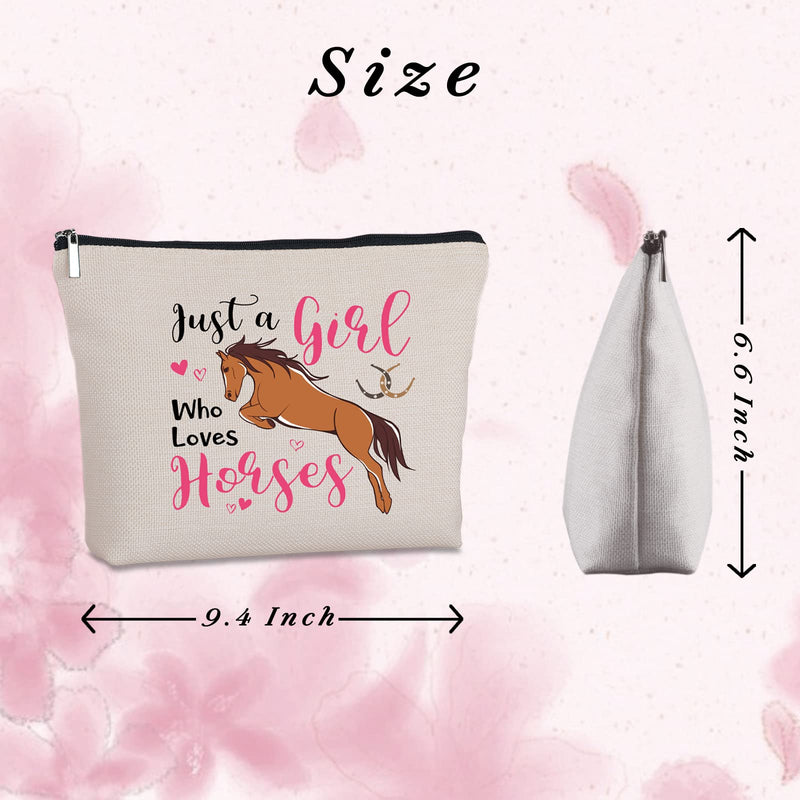 Horses Gifts for Women Horse Zipper Makeup Bag Equestrian Travel Bag Just a Who Love Horses Animal Lover Gifts Horses Lover Gifts Horseshoe Gift - BeesActive Australia