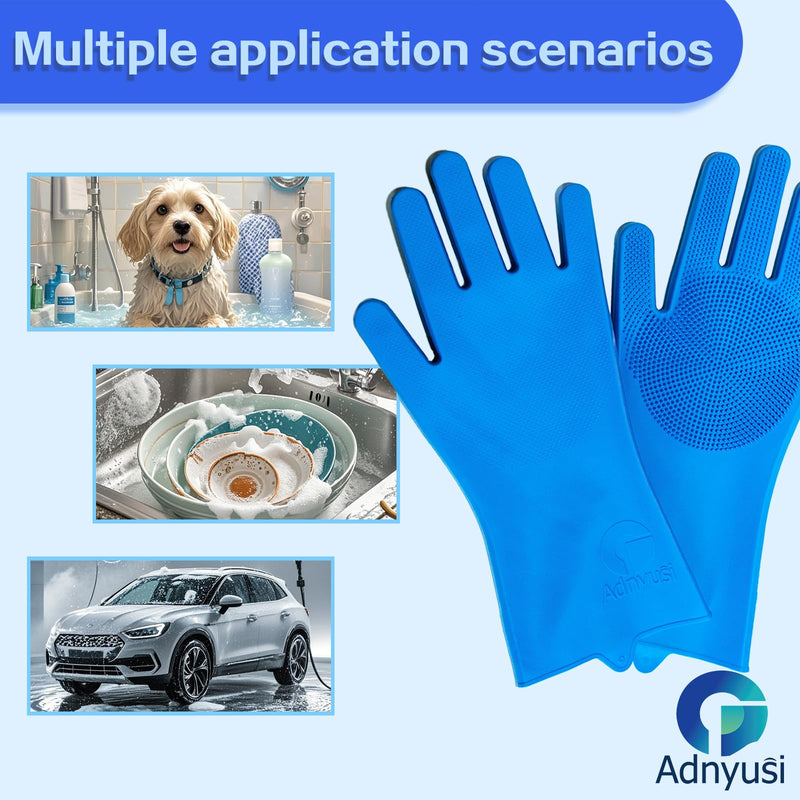 Pet Grooming Gloves-Heat Resistant Silicone Gloves with High Density Teeth Enhanced Five Finger Design for Bathing and Massage Effective Removal of Dogs Cats Rabbits Sheep with Hair Pet Floating Hair - BeesActive Australia