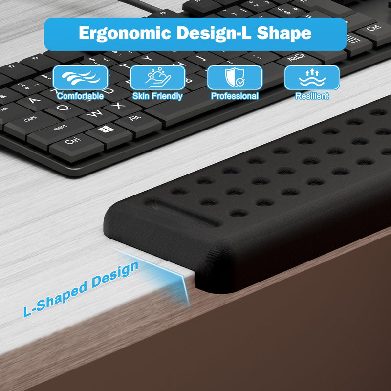 Leolee L-Shaped Desk Long Wrist Rest Elbow 60CM, Black Memory Foam Arm Rest for Desk with Non-Slip Base, Ergonomic Desk Edge Cushion, Wrist Support for Computer Keyboard, Typing, Office, Home Black-60cm-1pcs