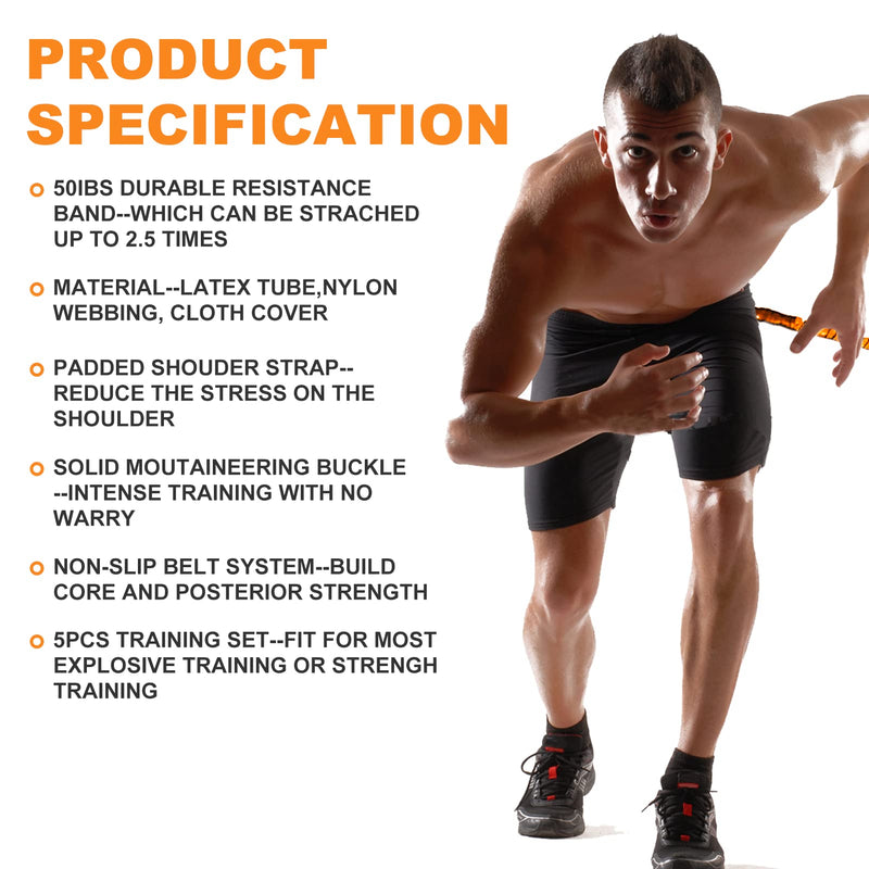 Resistance Explosive Training Set Help to Improve Power, Strength, Agility, Track and Field for Football Baseball Running Basketball Multi-Directional Equipment OR-6.6ft