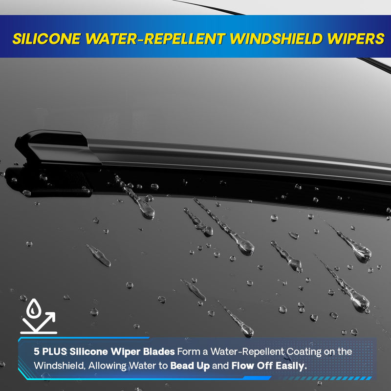 5 PLUS® Windshield Wiper Blades Replacement for 2023-2018 Jeep Compass Windshield Wipers (Pack of 3), Automotive Replacement Windshield Wiper Blades For My Car Water Repellent-24"/18"/10" 24"+18"+10AP(HOOK)