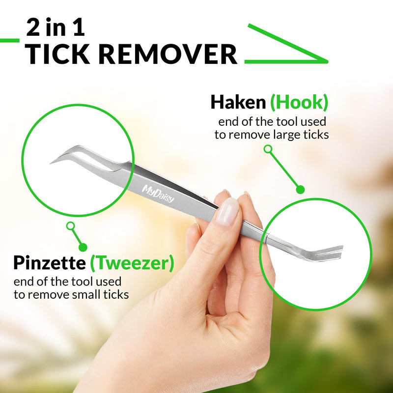 MYDAISY 2 in 1 metal tick tweezers with case, stainless steel tick tweezers for humans, dogs, cats, horses - human tick tweezers - tick tweezers for dogs - cat tick tweezers - tick tweezers - BeesActive Australia