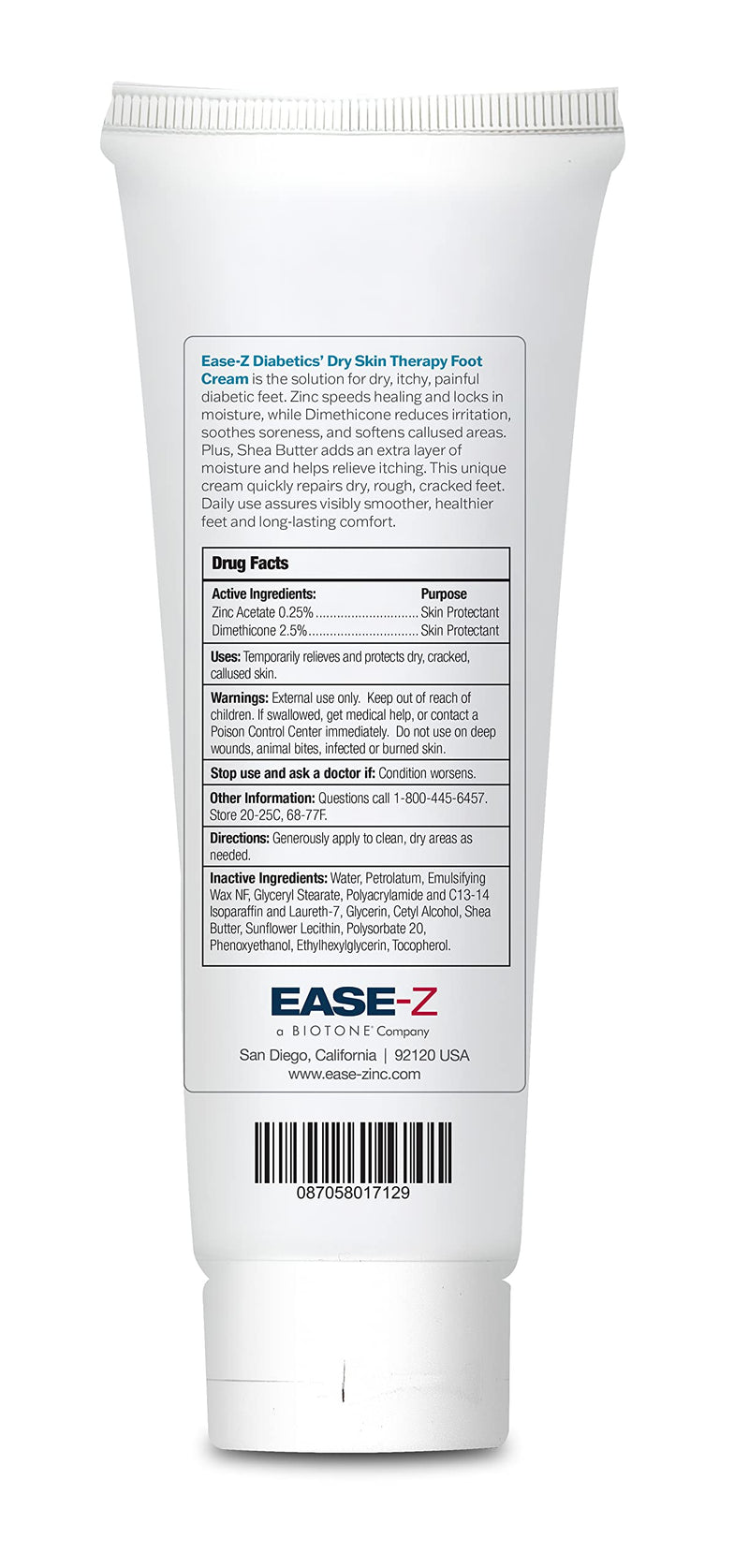 Diabetic Foot Cream. Clinically Proven Ingredients and ZINC Relieve Dry, Cracked, Callused Feet and Hands. Soothes Pain and Burning. Shea Butter moisturizes. Fast-Acting, Long-Lasting. 4.4 oz. - BeesActive Australia