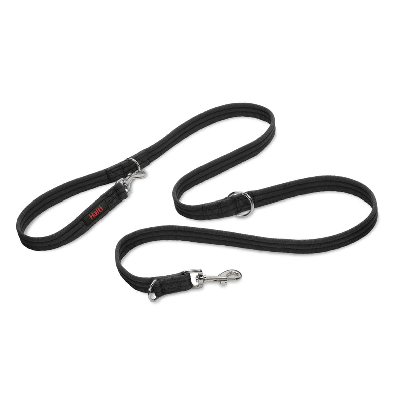 Halti Training Leash - Multifunctional Double-Ended Dog Leash, Ideal for Anti-Pulling Dog Training. Lightweight, Soft & Durable. Suitable for Medium to Large Dogs & Puppies (Size Large, Black, 2m)