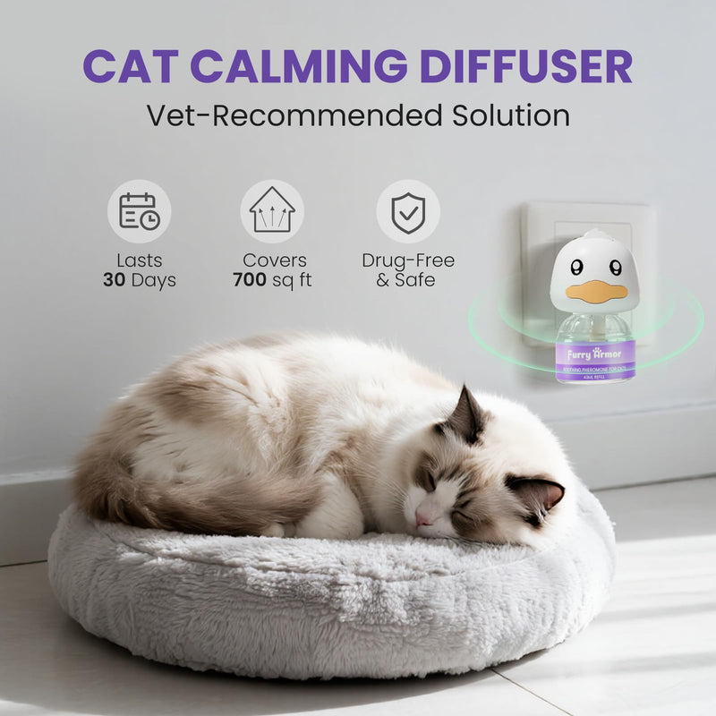 Cat Calming Pheromone Diffuser for Multi-Cat Household: 30-Day Real Lifespan - 90 Heating Cycles - Odorless - 98% Lasts as Claimed - Save 50% Cost - Reduces Fighting/Spraying - Leak-Free | Stops spraying & scratching naturally, safe low-heat, no oily r...