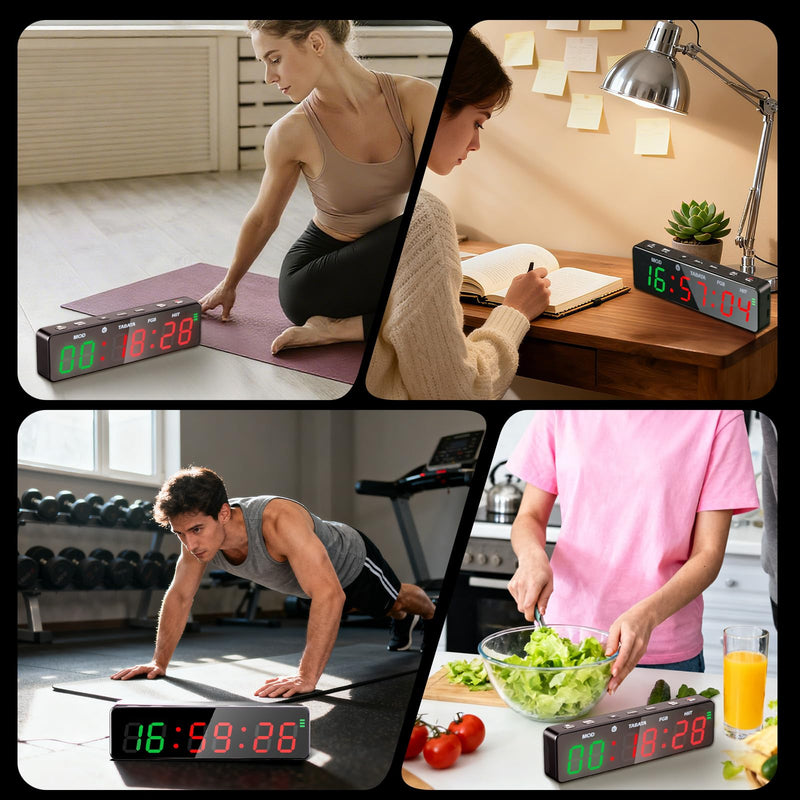 Small Gym Timer Clock with Magnet, Rechargeable Workout Interval Timer for FGB-Style & HIIT, Count Up/Down Stopwatch, Custom Modes, Portable Fitness Clock for Boxing, Home Garage Gyms, Indoor Outdoor - BeesActive Australia