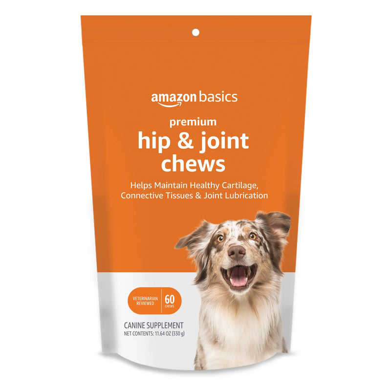 Amazon Basics Premium Dog Hip & Joint Supplement Chews with EPA and DHA, 60 Count (Previously Solimo) 60 Count (Pack of 1)